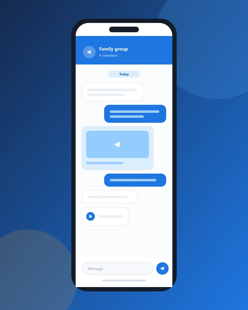 Android Telegram mobil sohbet ekranı, medya paylaşımı ve emoji tepkileri