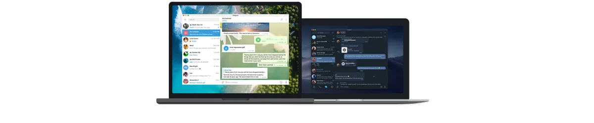 Aynı Telegram hesabının Windows, macOS, iOS ve Android üzerinde eş zamanlı gösterimi