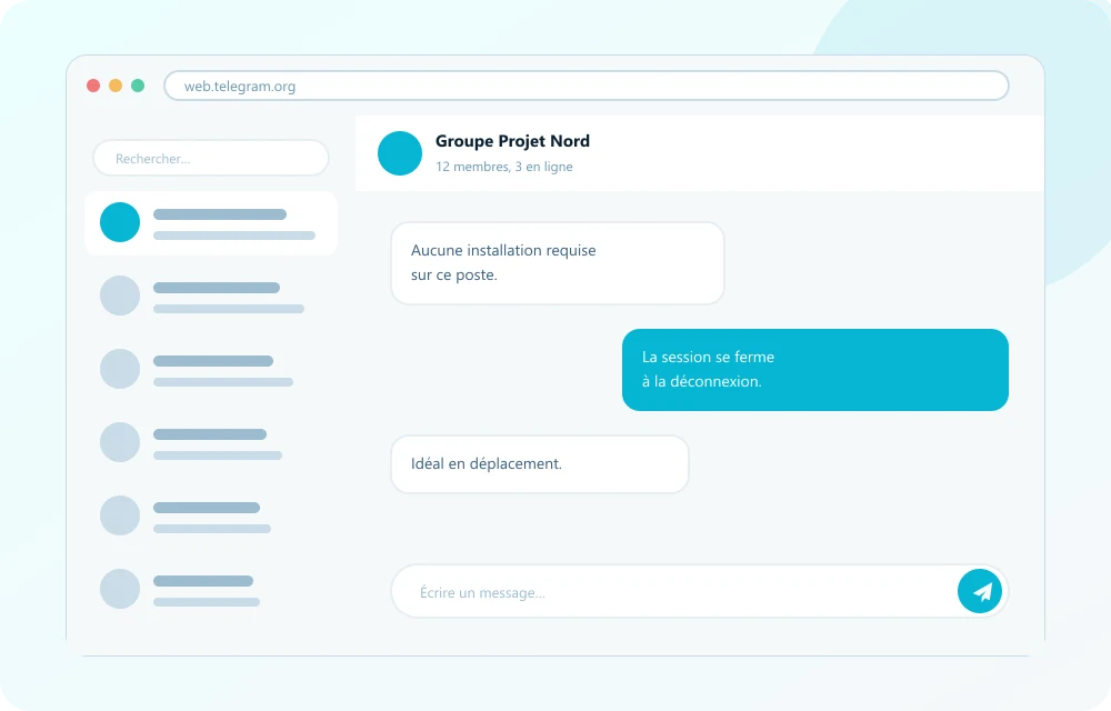 Chrome tarayıcısında açılmış Telegram Web arayüzü