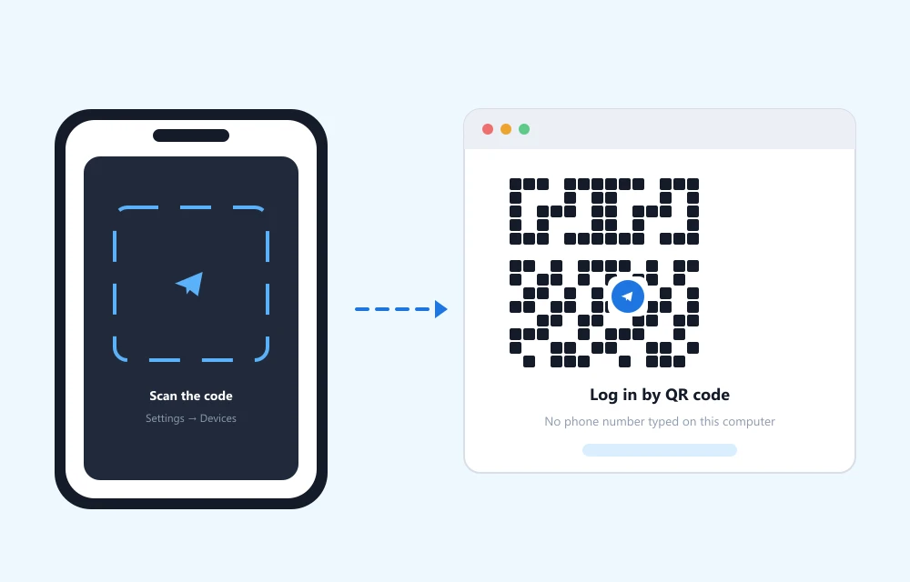 Telegram Web QR kod ile giriş ekranı
