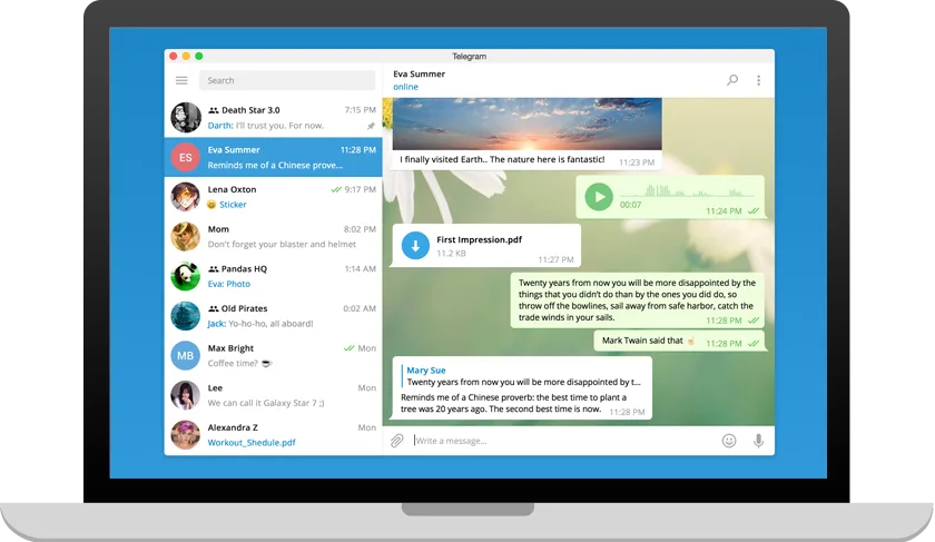 Windows 11 masaüstünde çalışan Telegram Desktop ekran görünümü